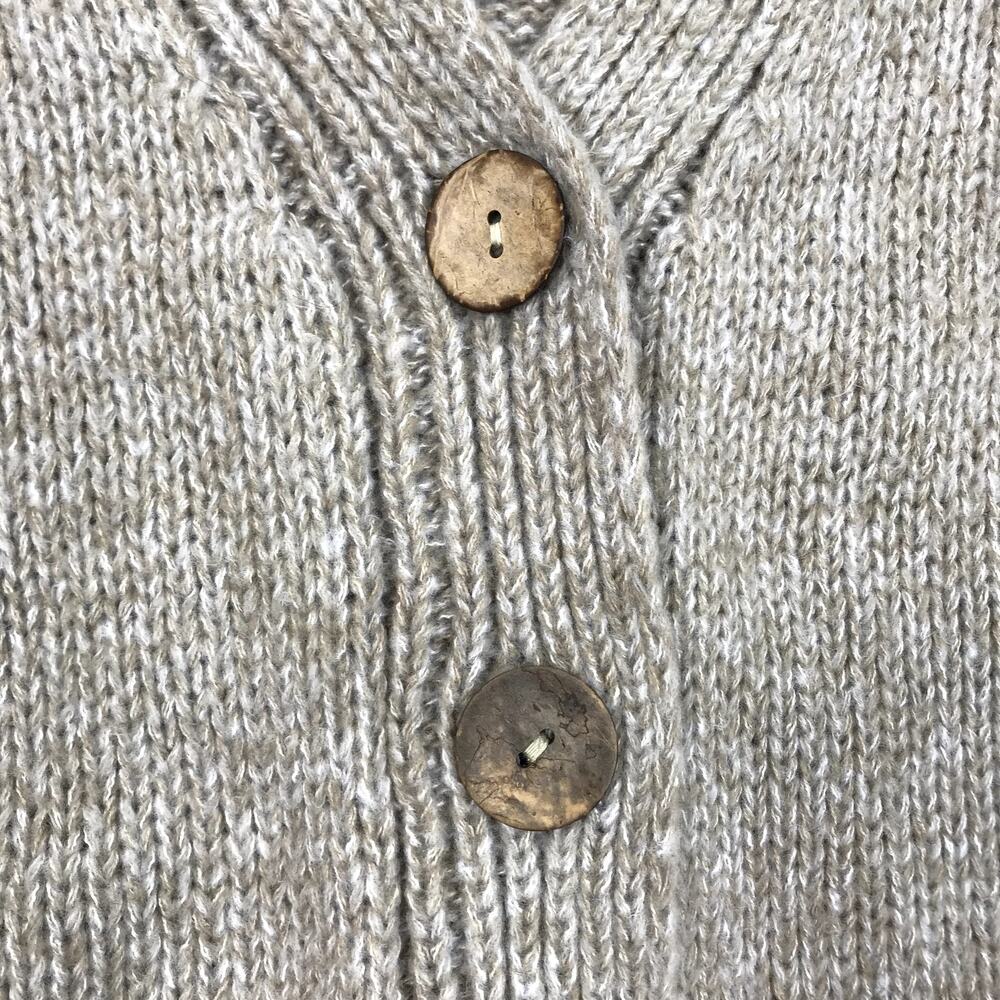 HAWLILI Wool Knit Cardigan Sz M Beige Cozy Y2K Retro Nostalgia Cotagecore Office - Picture 5 of 11